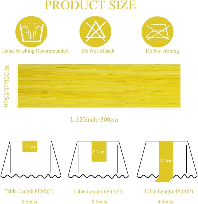 12Pack Yellow Table Runner 10Ft Cheesecloth Table Runner Boho Long Yellow Cheese Cloth Table Runners for Wedding Party Bridal Shower Thanksgiving Christmas