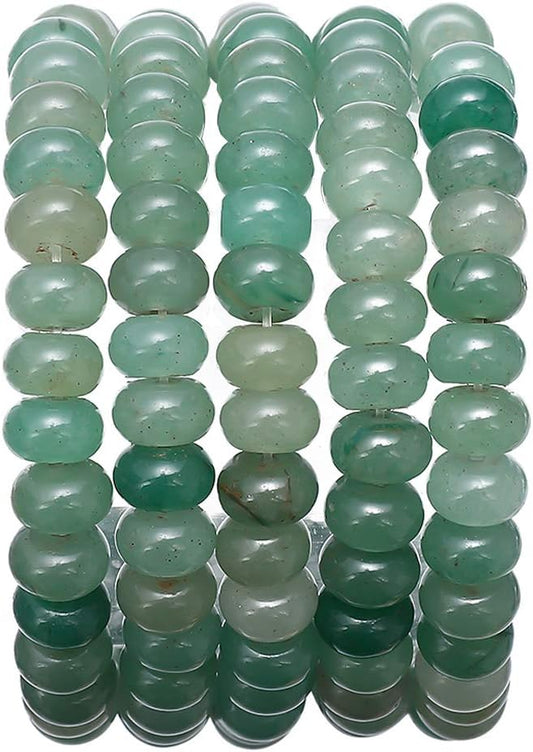 Natural Green Aventurine Jade Stone Rondelle 5x8mm Loose Semi Gemstone Beads for Jewelry Making 38cm