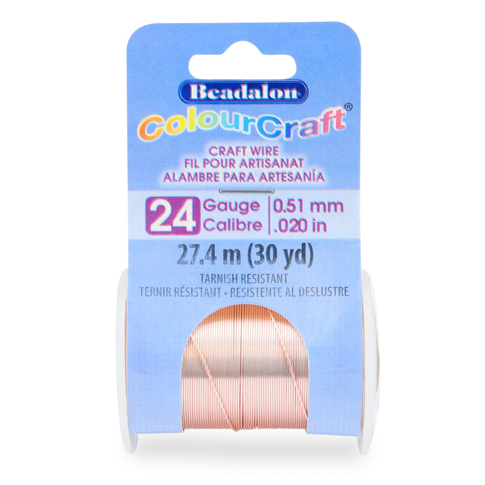 Beadalon ColourCraft Wire, 24 Gauge, Rose Gold Color Silver Plated, 30 yd Spool