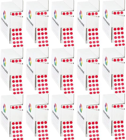 ChromaLabel 1/4 Inch Red Dot Stickers, Sticky Dots for Color Coding, Small Circle Labels for Inventory, Arts, and Office Use - 1000 Stickers in Dispenser Box, Red Labels - Case of 15