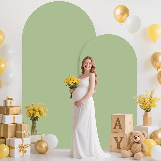 MODFUNS Sage Green Arch Cover 6&7.2ft Spandex Arch Backdrop Cover Set of 2 Fitted Arch Stand Covers Vintage Arch Covers Stretchy Backdrop for Wedding Birthday Banquet Reception