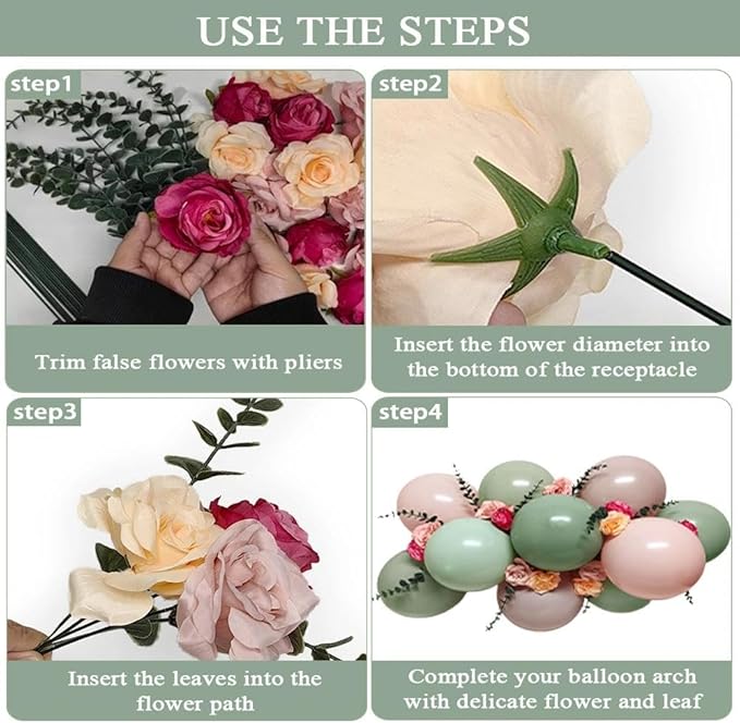 Pink Green Balloon Arch with Artificial Flowers Double Stuffed Dusty Light Pink Sage Green Balloon Garland Kit Eucalyptus Leaves for Baby Bloom Birthday Bridal Shower Mother's Day Party Decorations