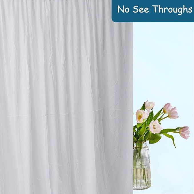 Extra Wide Two Layers One Piece Trade Show Booth Backdrop, White, 25x10ft | Chiffon Tulle & Polyester, Extra Wide Blackout Curtains, Theatrical Backdrops