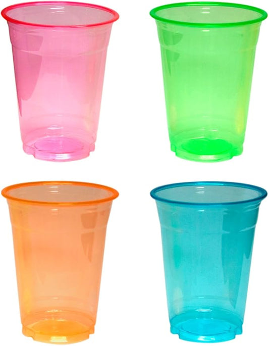 Party Essentials Soft Plastic 16-Ounce Party Cups/Pint Glasses, Assorted Neon, 120-Count