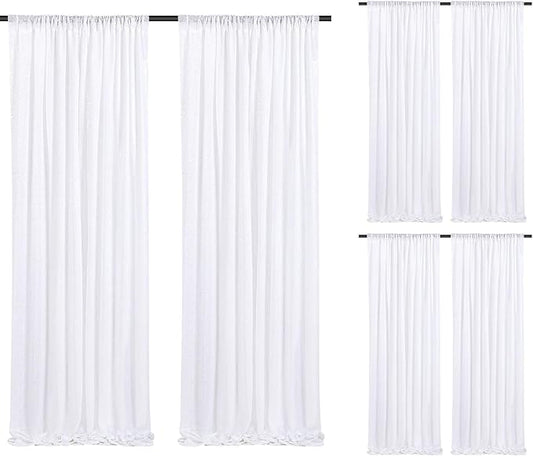 White Sequin Backdrop Curtains-6 Panels 2FTx8FT White Backdrop for Valentines Day, Glitter Party Decorations Background Drapes for Wedding Birthday Anniversary Graduation Photo Booth Decor