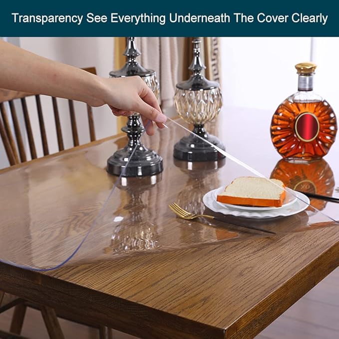 Wadrac Multisize Small PVC Clear Table Cover Top Protector-16x26 inch Heat Resistant Anti Scratch Plastic Cloths Rectangular Vinyl Non-Slip Desk Pad for Children Painting Coffee Table/Writing Desk