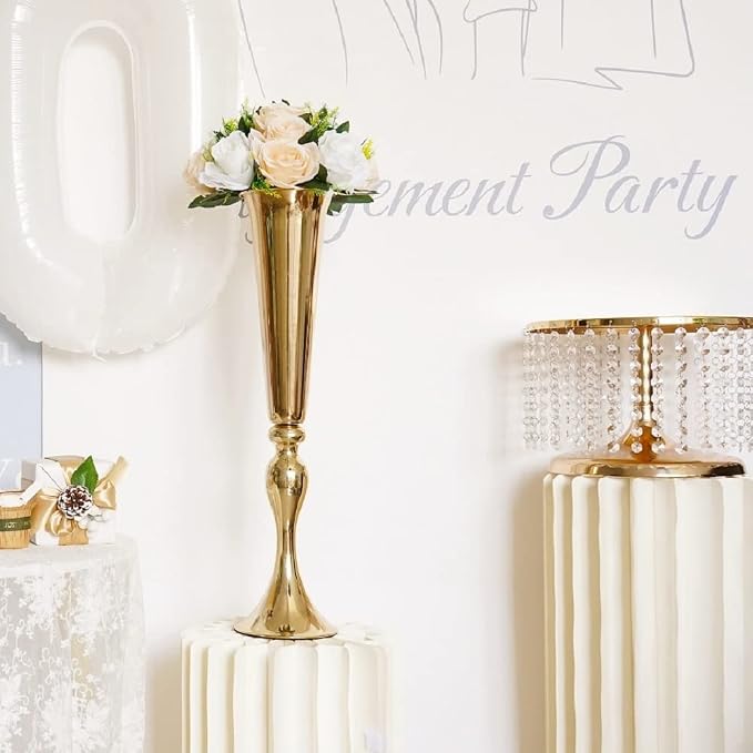 Artificial Flower Centerpieces for Tables - 6pcs of Rose Balls, Classic Kissing Floral Balls, Fake 15-head Plastic Roses with Base for Birthday Party Christmas Home Wedding Decor(Champagne White)