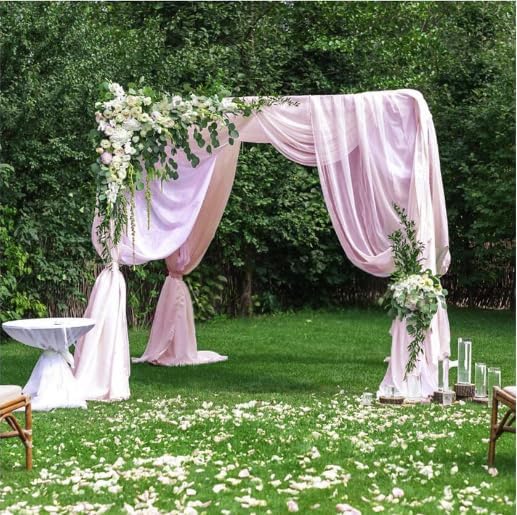 YYCRAFT Chiffon Fabric by The Yard 59" Wide 10 Yards, Baby Pink