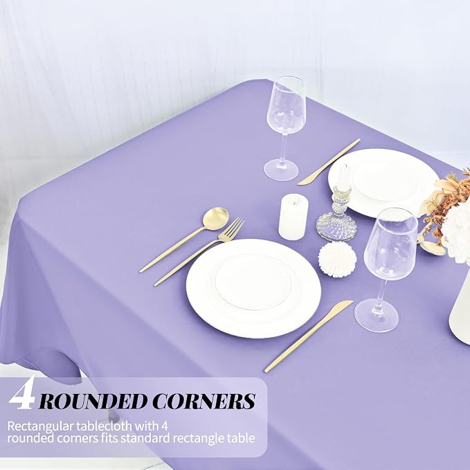 fani 10 Pack 60 x 126 Inch Tablecloth, Lavender Tablecloth for 8 Feet Rectangle Tables, Stain and Wrinkle Resistant Washable Fabric Table Cloth for Wedding Party Dining Table Buffet Parties Camping