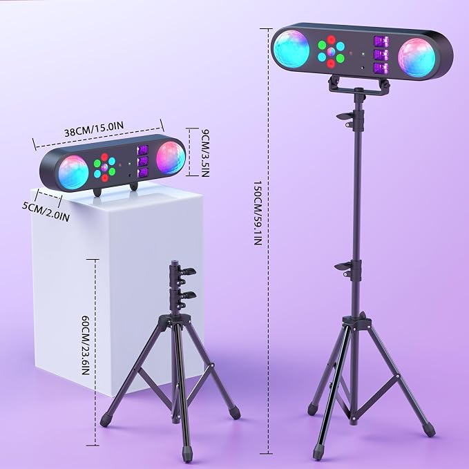DJ Lights with Stand,5 in 1 Dj Lights for Parties Disco Ball Stage Party Light Set with Sound Activated Control, UV,Strobe, Dyeing, Led Par Light and Pattern Lighting for Bar Wedding Christmas-1PC