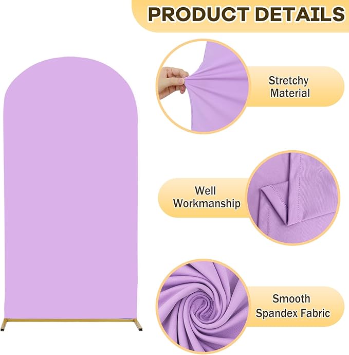Lavender Wedding Arch Cover 3.3x6.6FT Spandex Arch Covers Stretchy Backdrop Double Sided Arch Backdrop Cover Chiara Backdrops Stand Cover Fabric for Birthday Party Banquet Decoration