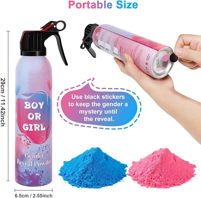 Large Gender Reveal Smoke Bombs 4 Packs, Pink & Blue Biodegradable Powder Spray for Baby Boy or Girl Reveal, Long-Lasting 10ft Smoke Effect, Unique Gender Reveal Ideas & Party Decorations