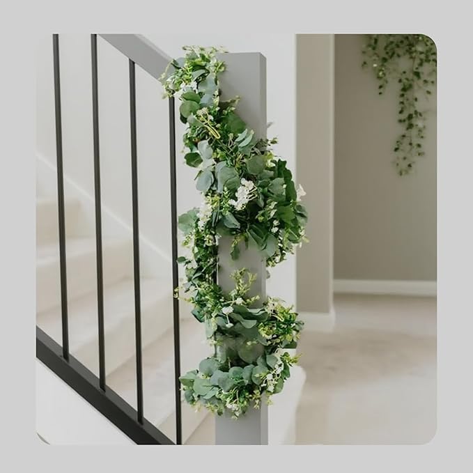 6FT Artificial Eucalyptus Garland Greenery - 4 Pack Realistic Faux Eucalyptus Vines for Wedding Arch, Backdrop, Mantle Decor, Table Runner, and Home Decoration, (4 Packs)