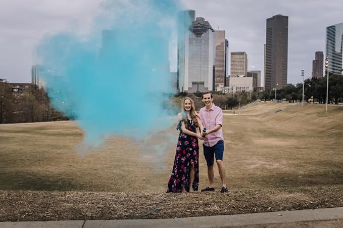 Adventure Awaits! - BABY GENDER REVEAL - 4-Pack Hand Held Air Filled Party Popper - 3 options: 4 Blue or 4 Pink or 2 Red/2 Blue - Check our store for other Color Run Festival colors! (4 Pink)