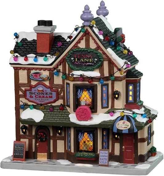 Lemax Christmas Village Penny Lane Shoppes Battery Operated Led -25875