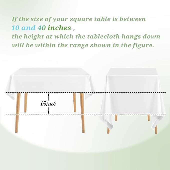 Teruntrue 12 Packs Square Tablecloth 52 x 52 Inch White Square Table Cloth, Washable Polyester Fabric, for Wedding Parties Banquet Holiday Dinner Table Decorative, White