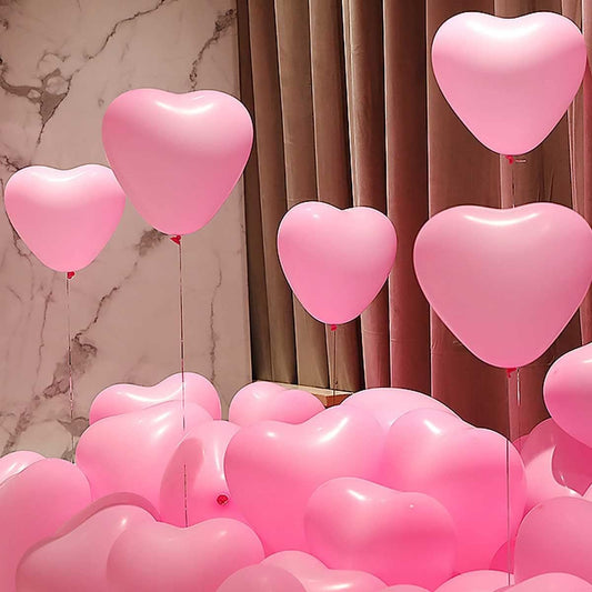 100 6-inch Pink Color Heart shaped Latex Balloons for Valentines Day,Propose Marriage,Wedding Party.