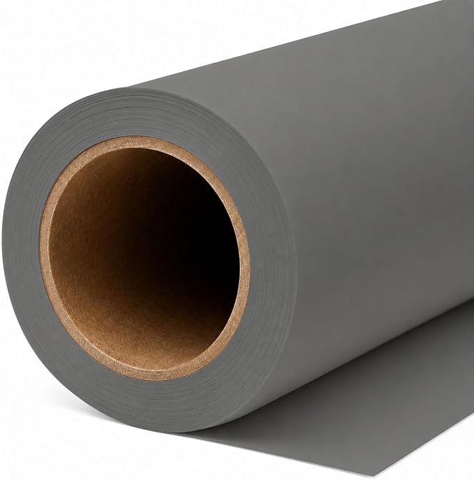 Yizhily Seamless Thunder Grey Backdrop Paper Roll, 53" x 16.4', Heavyweight MatteThunder Grey Photo Background for Small Studio Headshots, Tabletop Product & Food Photography