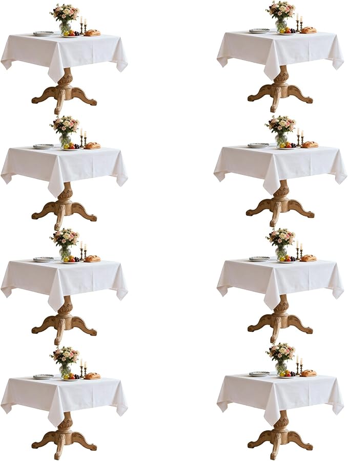 8 Pack White Square Tablecloth 54x54 Inch Table Cloth for Square Tables, Wrinkle Resistant Washable Polyester Fabric for Dining Banquet Wedding Party