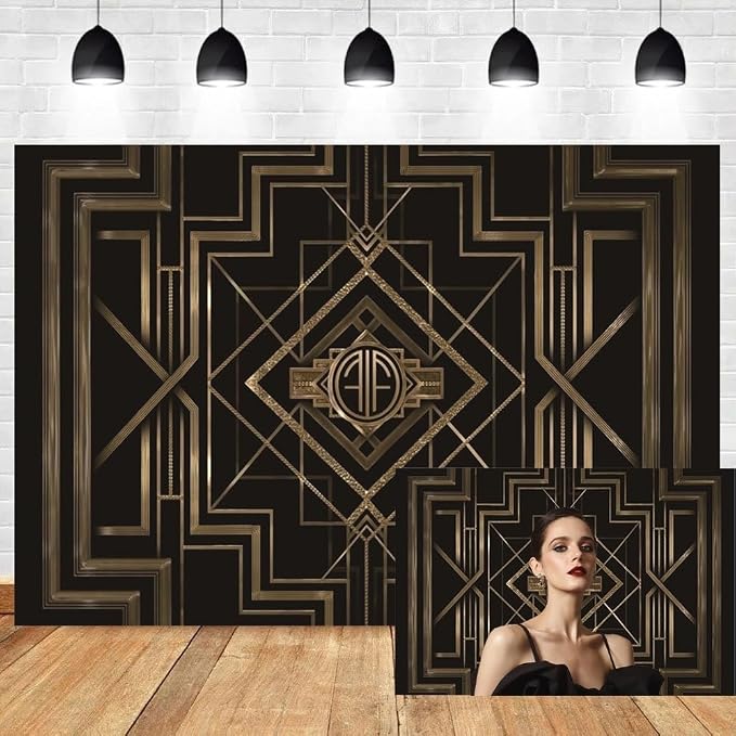 Leyiyi 5x4ft Roaring 20s Backdrop Great Black and Gold Birthday Photography Background Black Gold 1920s Party Decorations Banner Adults Children Newborn Baby Shower Photo Studio Booth Props
