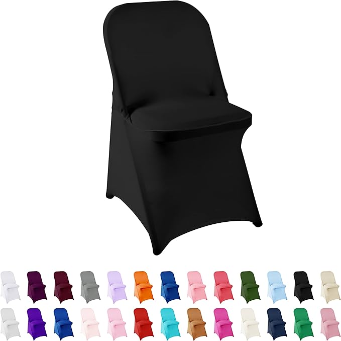 Spandex Chair Cover,12PCS,Living Room Folding Chair Covers,Removable Chair Covers Washable Protector Stretch Chair Cover for Party, Banquet,Wedding Event,Hotel(Black)