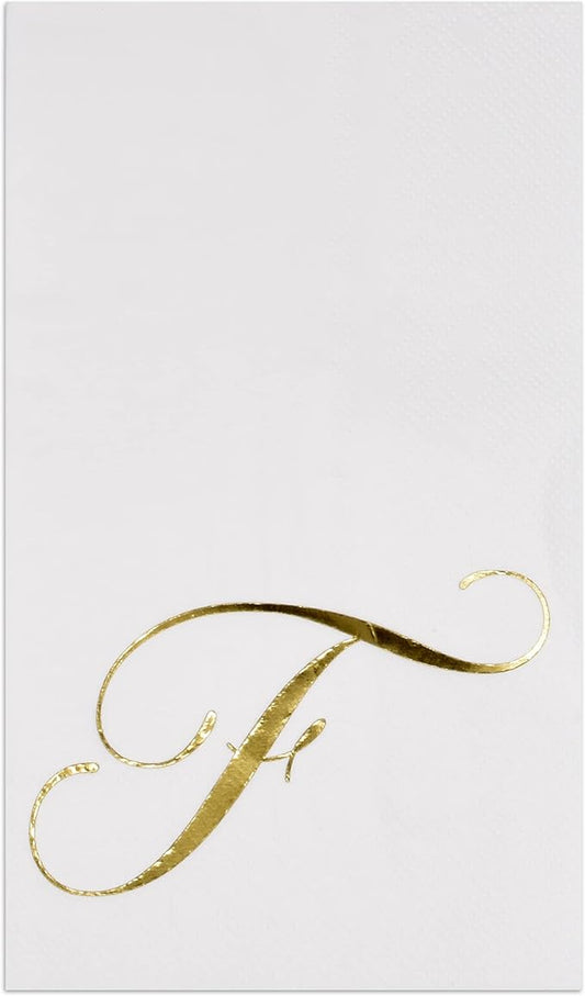 F Monogram Guest Napkins 100 Pack Initial Letter Personalized Napkins Paper Disposable Bathroom Towels Wedding Party Table Decor Supplies