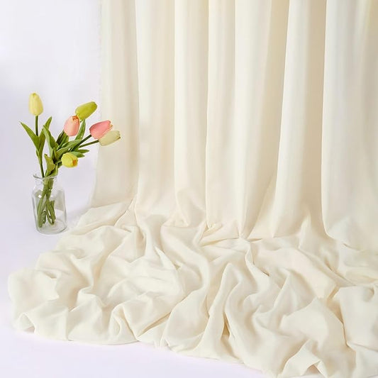 3 Yard Cream Chiffon Fabric by The Yard, 58 Inch Wide Elegant Sheer Chiffon Fabric for Wedding Costume Sewing Clothing Crafting Table Runner DIY Project