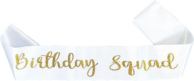 10Pcs Birthday Squad Sash Gold Glitter White Satin Sashes Funny Birthday Sashes Birthday Party Supplies Gifts