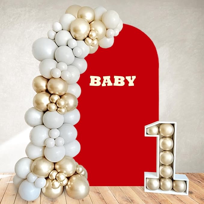 Red Arch Cover Spandex Circle Arched Cover 7.2FT for Round Top Arch Covers Backdrop Fabric for Event Banquet Wedding Balloon Arch Cover Unique Arch Backdrop for Bridal Baby Shower Party Decorations
