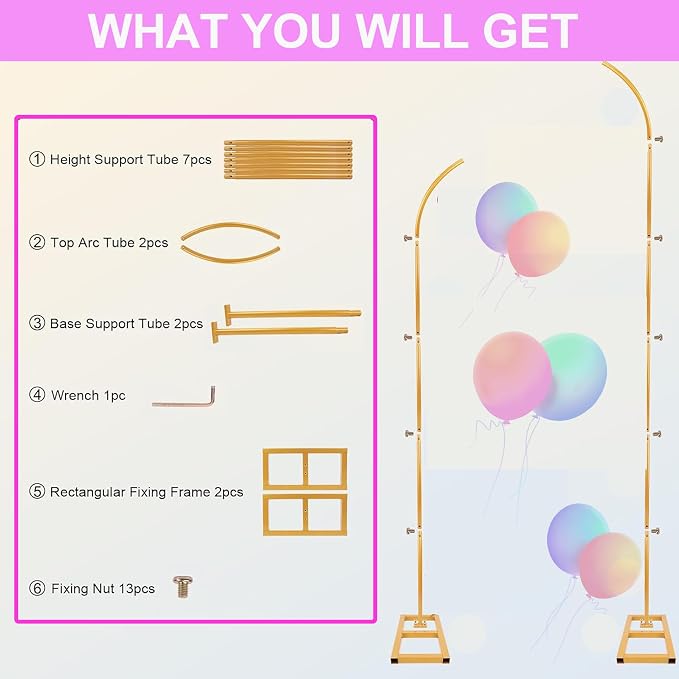 Wedding Arch Backdrop Stand, Metal Arch Stand Wedding Arch Frame Wedding Arches for Ceremony Gold Arch Backdrop Flower Arch Stand Floral Arch Birthday Party, Graduation Background Decoration