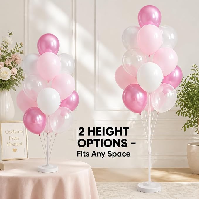 Balloon Column Stand Kit with Clear Pastel Pearl Pink Balloons,Balloon Stand Kit for Floor or Table Backdrop Decoration for Party Wedding Baby Shower Birthday Graduation (Jelly Pink)