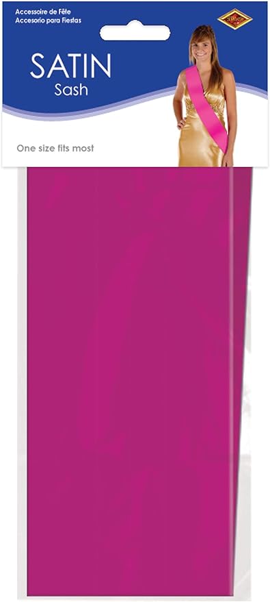 Beistle Cerise Satin Sashes, Customizable Fabric Wearable for Birthdays, Bachelorette Parties, Costumes, Events & Celebrations, 33" x 4"
