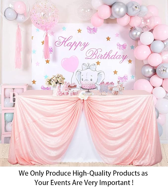 ShiDianYi Rectangle Tablecloth Pink Sequin Tablecloth 90x132-Inch Sequined TableCover Overlay for 6FT Table Baby Pink Sequin Table Cloths Glitter Tablecloth for Party/Wedding/Baby Shower