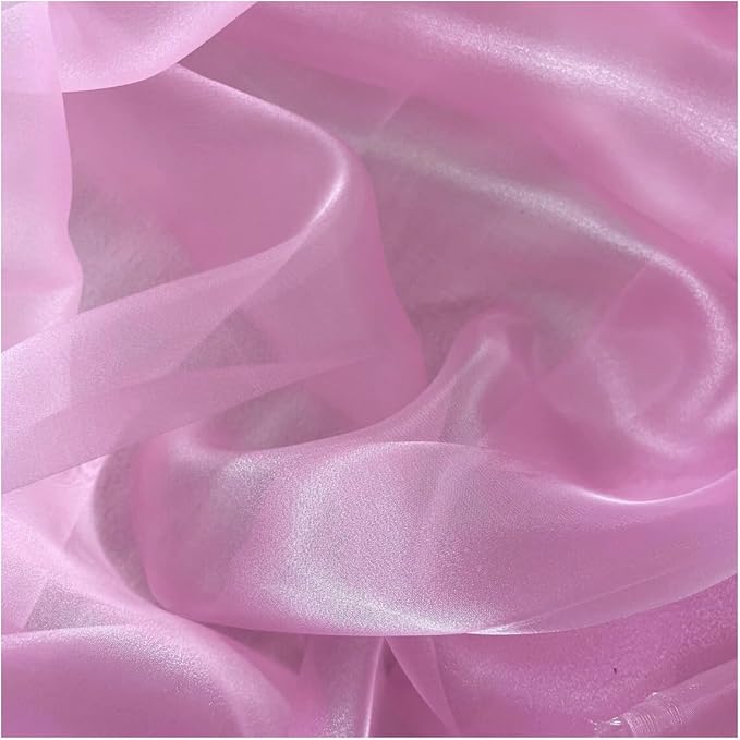 MDS Pack of 100 Yard Sheer Organza Fabric for Wedding Party Home Event Banquet Decorations, Backdrop Curtain Craft Dress Sewing Fashion DIY Crystal Organza Tulle Fabric Bolt 44” Wide - Pink