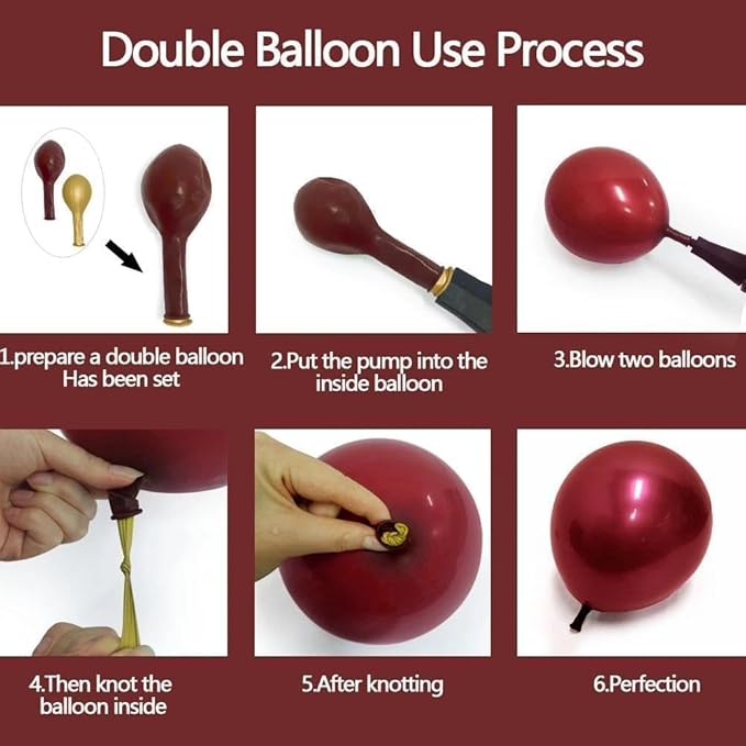 Burgundy Balloons Double Stuffed Wine Red Rose Red Balloon Arch Kit Maroon Garland Different Size For Wedding Birthday Baby Shower Anniversary Wine Party Decorations