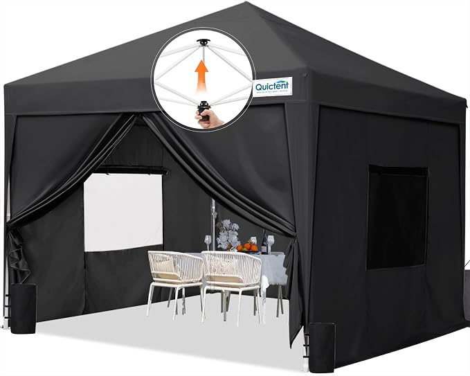 Quictent Privacy 10x10 Pop up Canopy Tent with Sidewalls and Roll-up Ventilated Windows, One Person Easy Setup, Outdoor Commercial Gazebo Shelter Enclosed Waterproof, Bonus 4 Sandbags