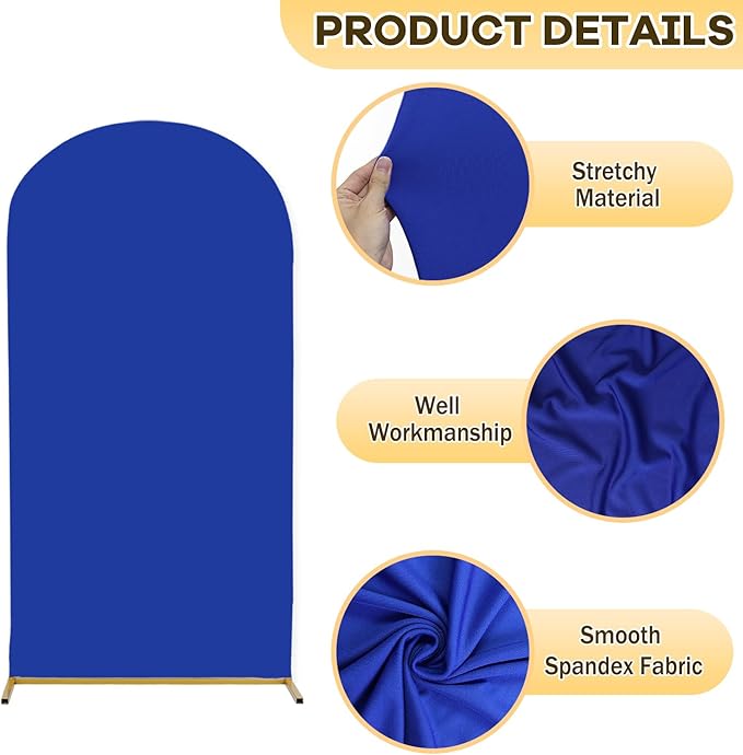 Royal Blue Arch Cover 7.2FT Spandex Fitted Arched Backdrop Cover for Half Arch Stand Stretchy Backdrop Covers Wedding Arched Stand Covers Fabric for Baby Shower Banquet Decoration