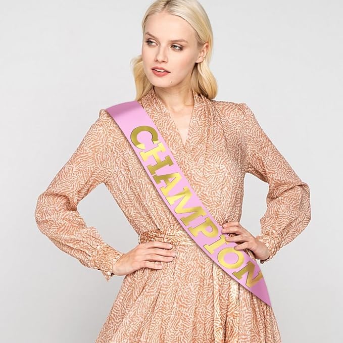 6 pcs Winner Satin Sash Party Accessory, Pink And Gold Winner Satin Sashes Celebrate In Style At Parties, Contests, Sporting Events And Competitions, 1st Place Award Sash Grand Prize Ribbon Winner Victory Ribbon Deluxe Recognition Ribbons for Classroom...