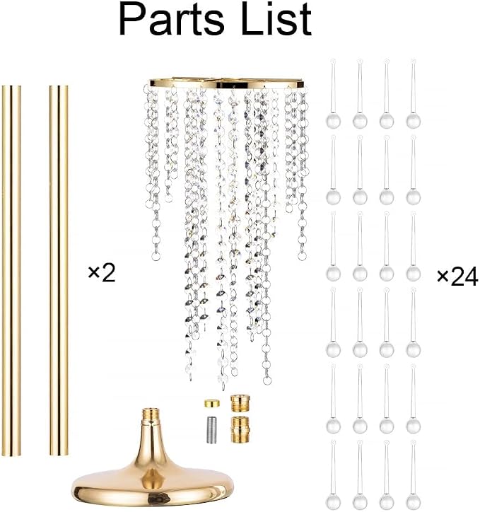 Tall Vases Wedding Centerpieces for Tables - 39.4" Gold Flower Vase with Chandelier Crystal, Centerpiece Table Decorations, Metal Flower Stand for Wedding, Reception, Party, Events, Home Décor, 2 Pcs