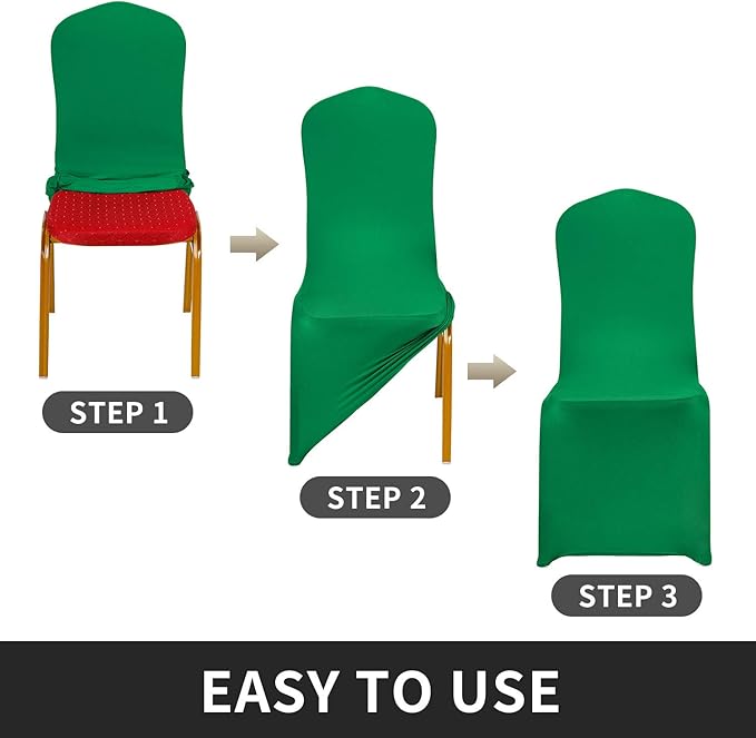 Peomeise Stretch Spandex Chair Cover for Wedding Party Dining Banquet Event (Emerald, 25)