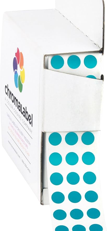 1/4 inch Removable Color-Code Dot Labels | 1,000/Dispenser Box (Teal)