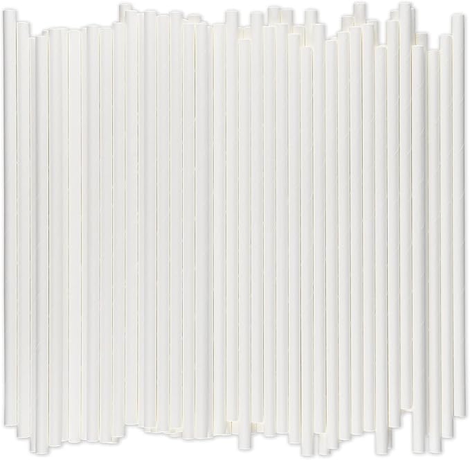 White Paper Drinking Straws Bulk, 1000 Counts, 7.75" Long, 0.24" Diameter - Restaurants and Bars Pack