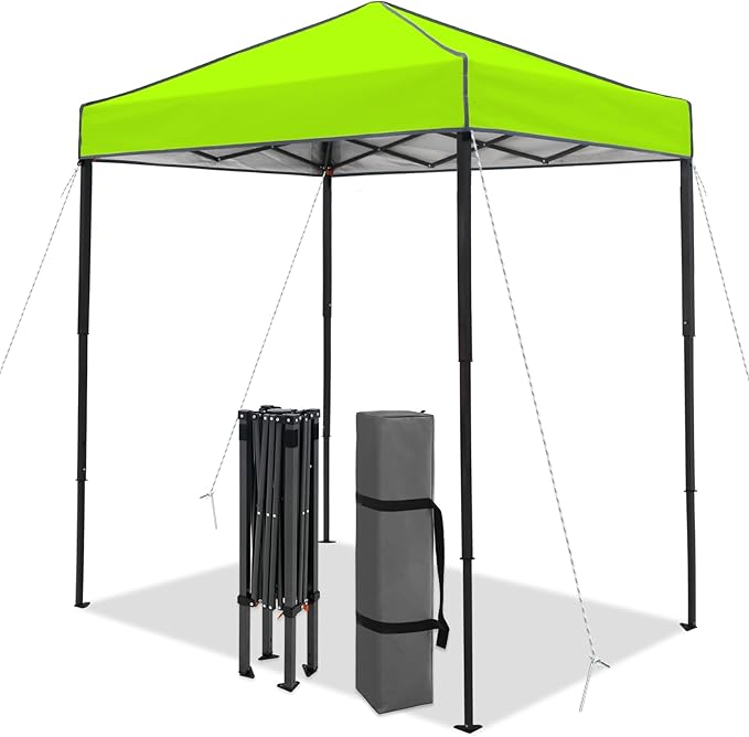 6x4 Pop Up Canopy Tent, Instant Portable Beach Canopy, Outdoor Tent with Carry Bag for Camping, Sports, Tailgating, Events, Neon Green