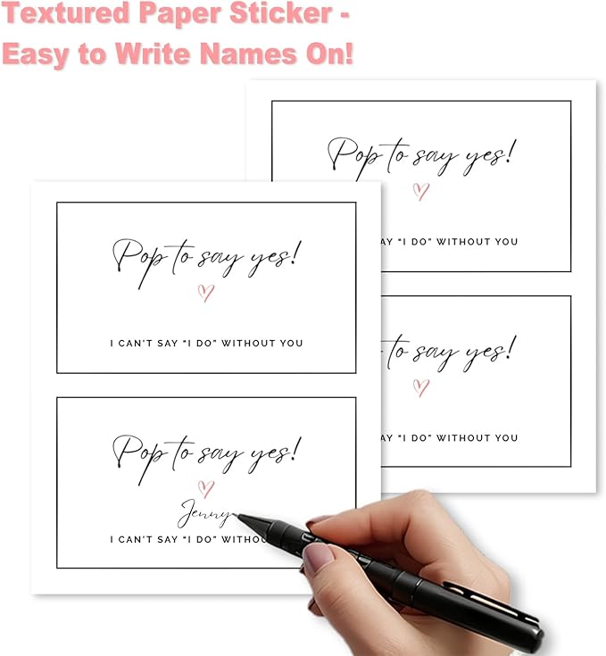 8 Champagne Bottle Label, Premium Textured Stickers, Proposal Idea for Bridesmaids, Maid of Honor & Matron of Honor (Pop to Say Yes, Regular (3x3.75))
