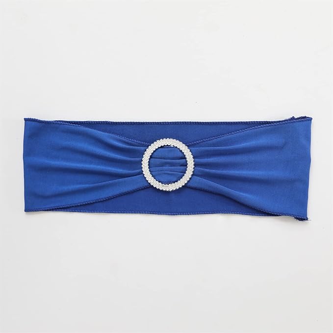 Spandex Chair Sashes Bands 100PCS Stretch Chair Cover Ties Bows with Buckle Slider Wedding Party Reception Banquet Decoration (Royal Blue)