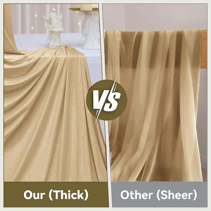10x16ft Beige Backdrop Curtains for Wedding Party, 2 Panels 16 ft Long Back Drop Cloth, Wrinkle-Free Polyester Drapes for Birthday, Baby Shower, Stage Photography Background