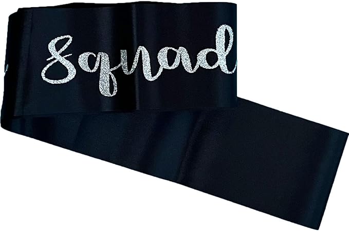 10Pcs Birthday Squad Sash Silver Glitter Black Satin Sashes Funny Birthday Sashes Birthday Party Supplies Gifts
