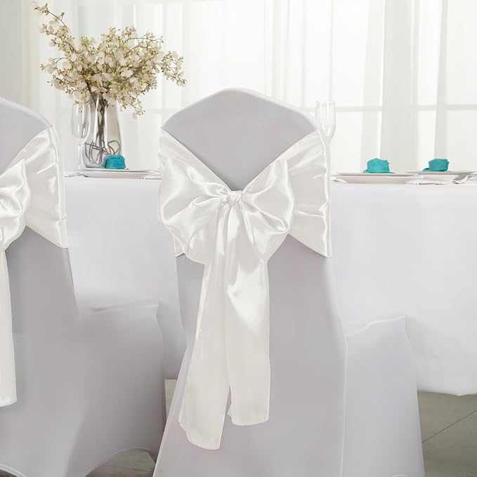 Horbaunal 12 Pack Ivory Satin Table Runner 12 x 108 Inch, Smooth Table Runners for Wedding Banquets Birthday Party