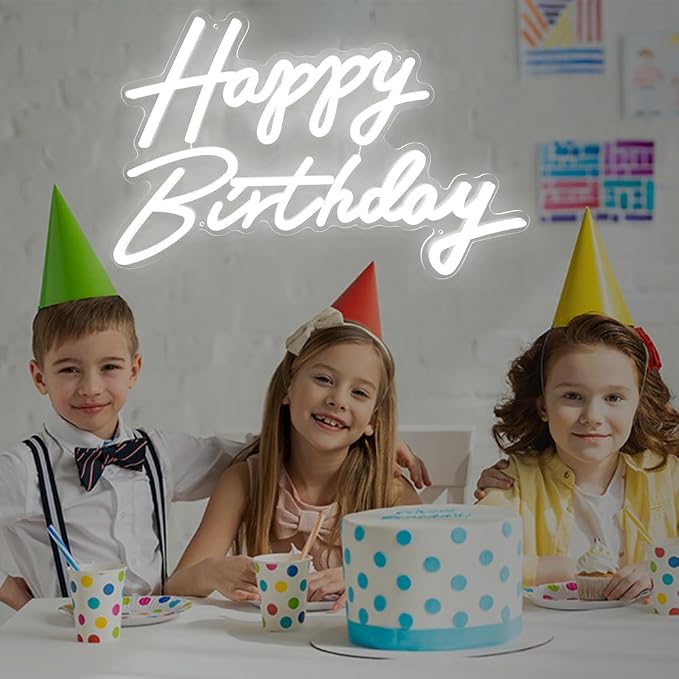 Happy Birthday Neon Sign for All Partys, Large Size-23 x 14inch, Led Neon Signs With Dimmable Switch for Wall Decor, Photo Backdrop (Power by USB)-by Colysor
