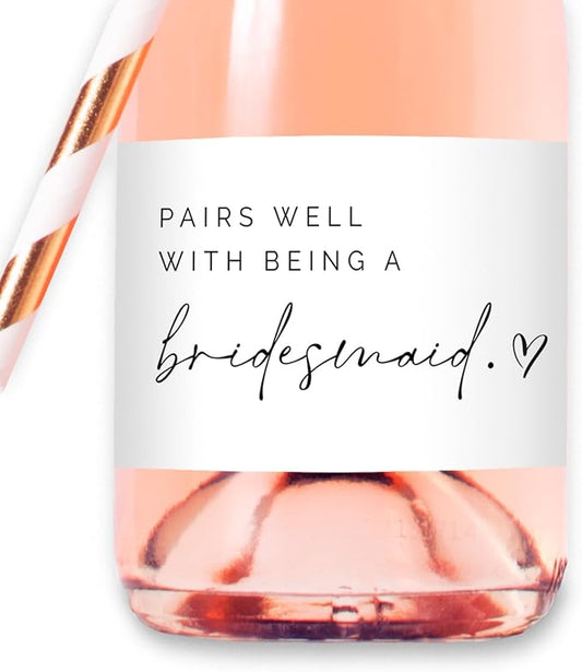 Set of 12 Bridesmaid Proposal Mini Champagne Bottle Labels, Waterproof Mini Wine Bottle Labels, Proposal Idea for Bridesmaids, Maid of Honor & Matron of Honor